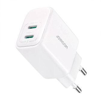 JOYROOM JR-TCF12 USB C Ladegerät – USB C Netzladegerät 2 Ports Schnellladegerät USB C für mehrere Geräte – Weiß
