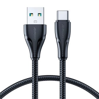 Joyroom Ladekabel – USB-A auf USB-C für Smartphones, Schnellladekabel Surpass Serie, Nylon, Länge 0,25 m – Schwarz Joyroom Ladekabel – USB-A auf USB-C für Smartphones, Schnellladekabel Surpass Serie, Nylon, Länge 0,25 m – Schwarz