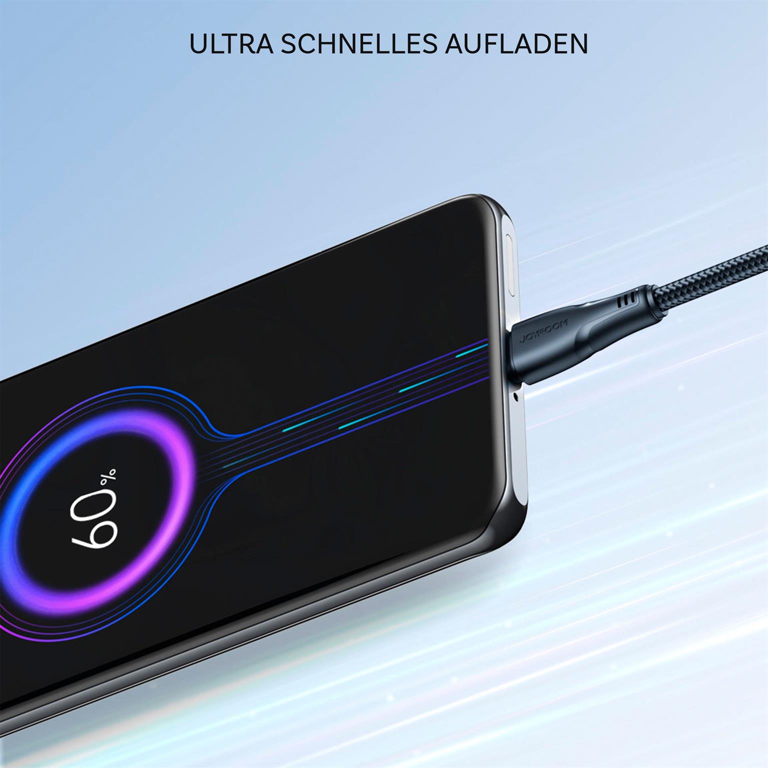 Joyroom Ladekabel – USB-A auf Micro-USB für Smartphones, Schnellladekabel Surpass Serie, Nylon, Länge 0,25 m – Weiteres Produktbild 3