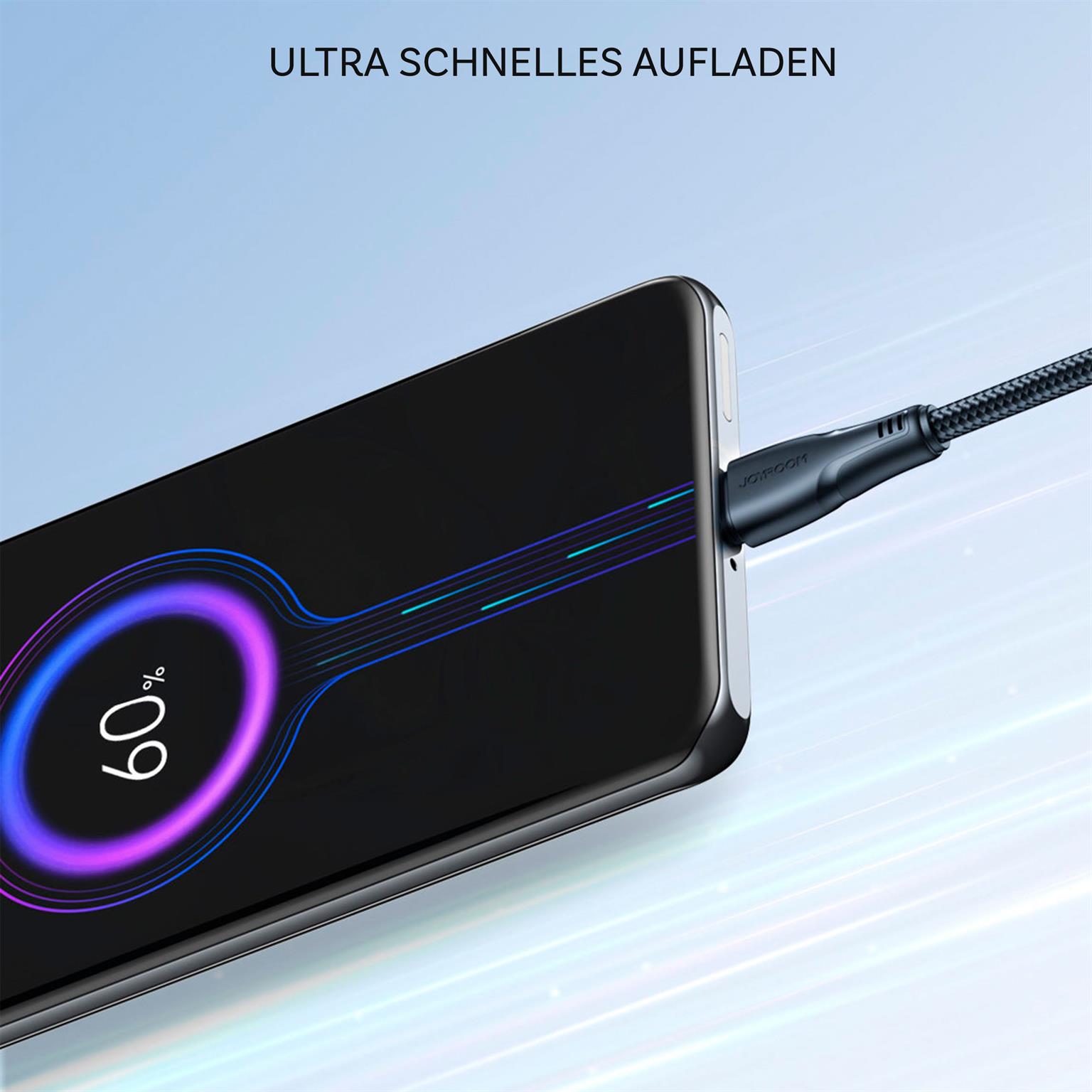 Joyroom Ladekabel – USB-A auf Micro-USB für Smartphones, Schnellladekabel Surpass Serie, Nylon, Länge 1,2 m – Weiteres Produktbild 3