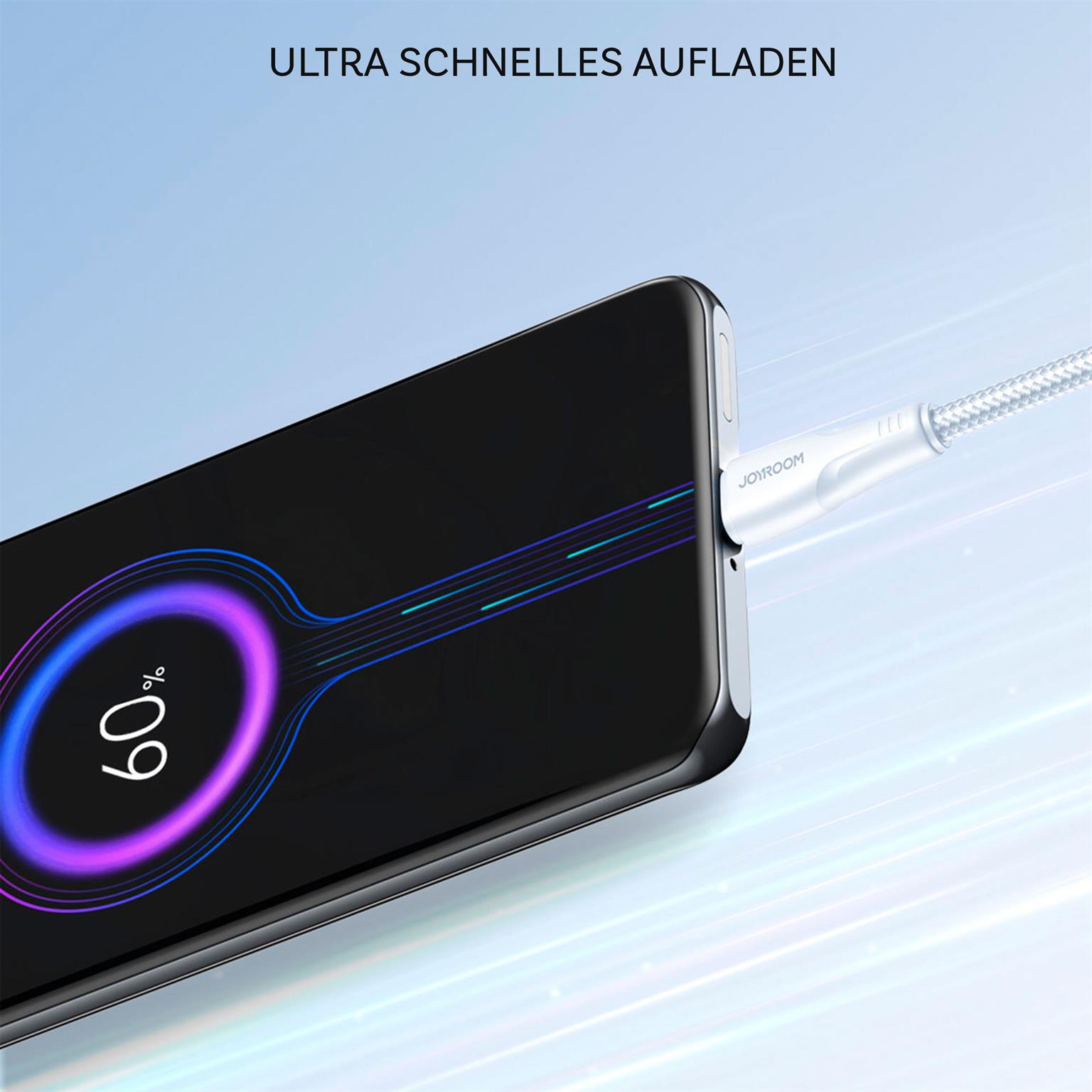 Joyroom Ladekabel – USB-A auf Micro-USB für Smartphones, Schnellladekabel Surpass Serie, Nylon, Länge 1,2 m – Weiteres Produktbild 3