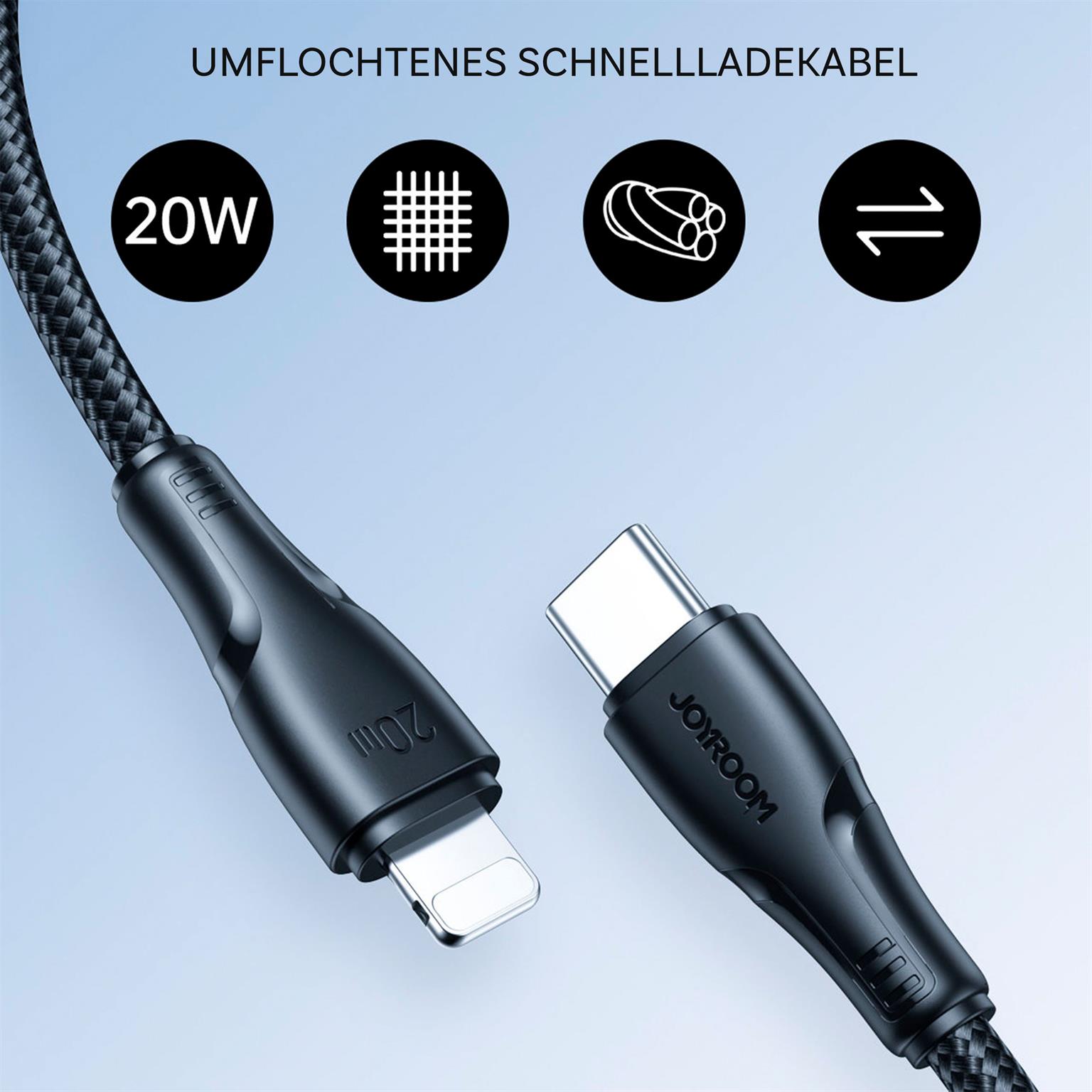 Joyroom Ladekabel – USB C auf Lightning für iPhone und iPad, Schnellladekabel Surpass Serie, Nylon, Länge 1,2 m – Weiteres Produktbild 1