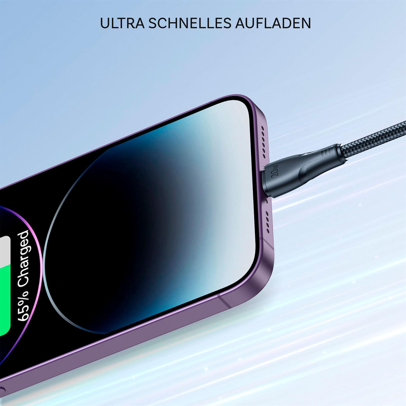 Joyroom Ladekabel – USB C auf Lightning für iPhone und iPad, Schnellladekabel Surpass Serie, Nylon, Länge 1,2 m – Weiteres Produktbild 3