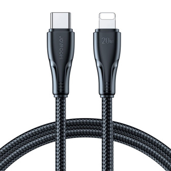 Joyroom Ladekabel – USB C auf Lightning für iPhone und iPad, Schnellladekabel Surpass Serie, Nylon, Länge 2 m – Schwarz