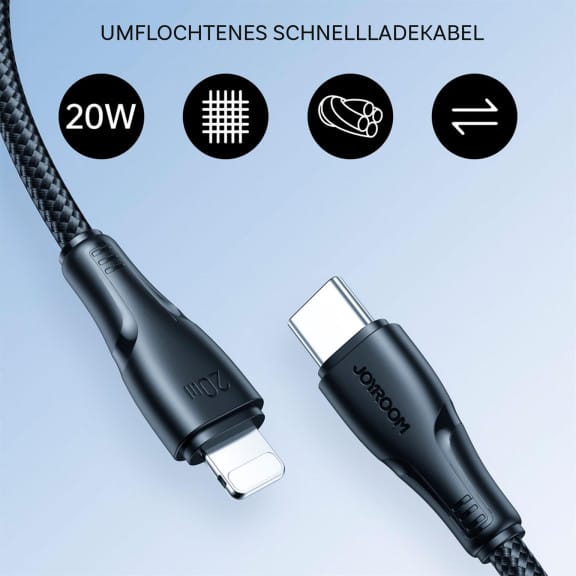 Joyroom Ladekabel – USB C auf Lightning für iPhone und iPad, Schnellladekabel Surpass Serie, Nylon, Länge 2 m – Weiteres Produktbild 2 Joyroom Ladekabel – USB C auf Lightning für iPhone und iPad, Schnellladekabel Surpass Serie, Nylon, Länge 2 m – Weiteres Produktbild 2