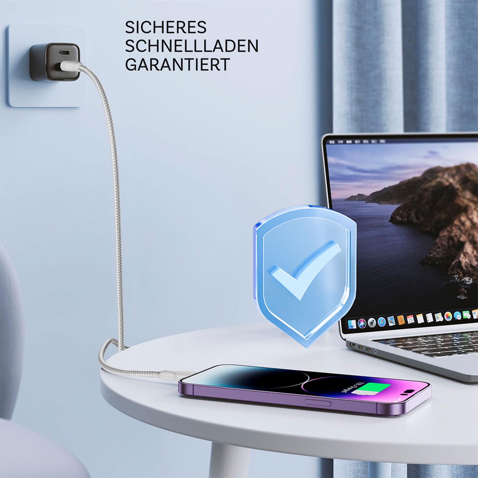 Joyroom Ladekabel – USB C auf Lightning für iPhone und iPad, Schnellladekabel Surpass Serie, Nylon, Länge 2 m – Weiteres Produktbild 4