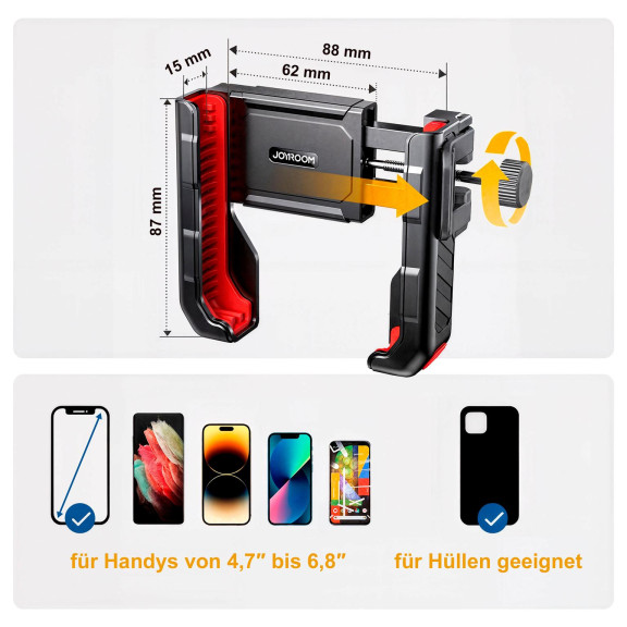 Joyroom JR-ZS266 – Klemmhalterung Smartphone Roller, Universal Handyhalterung Lenkstange für 4,7 bis 7 Zoll – Weiteres Produktbild 6