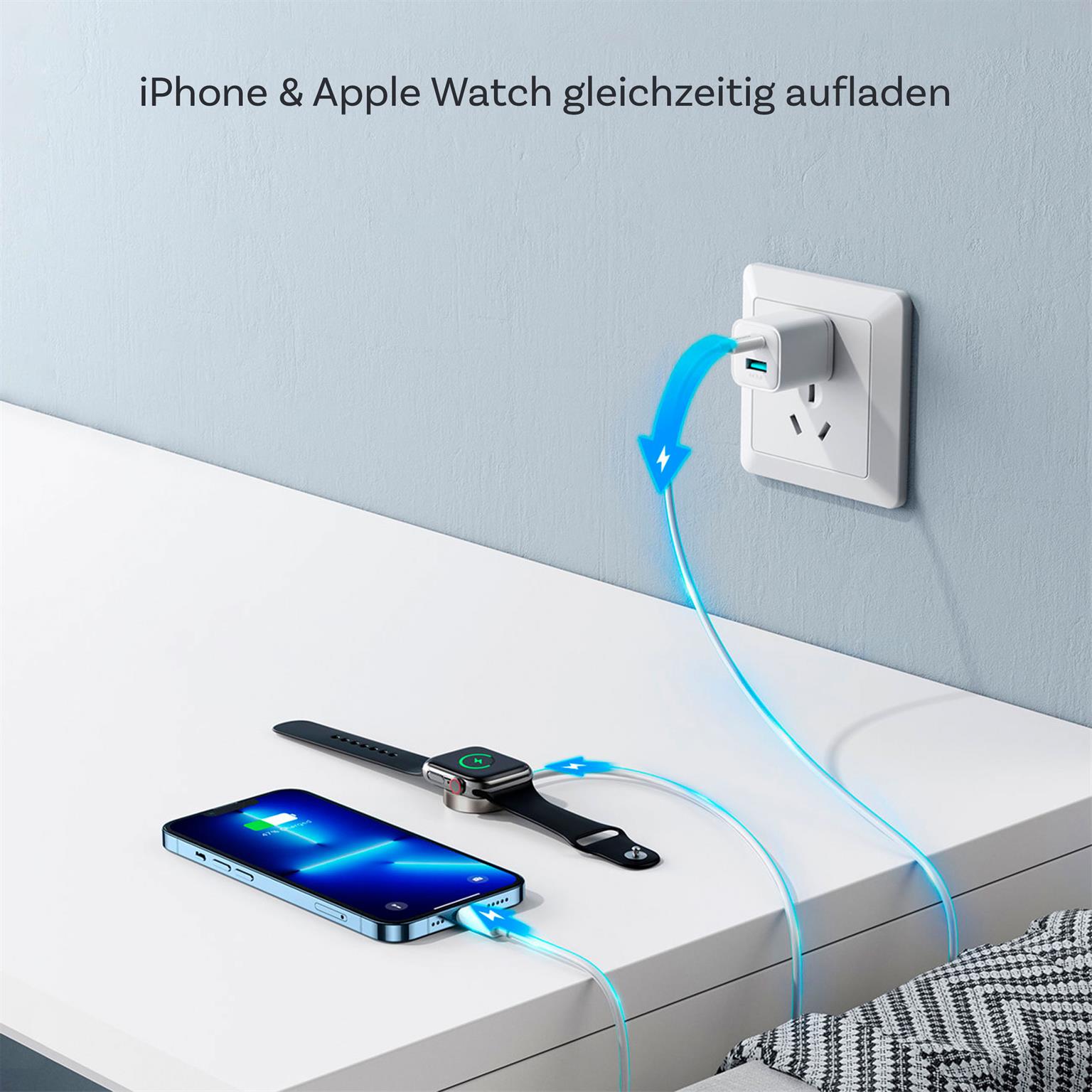 Joyroom Magnetladekabel 2in1 – Wireless Ladestation für Apple Watch + Lightning, Kabel mit USB-C Anschluss, 1,5 m – Weiteres Produktbild 2