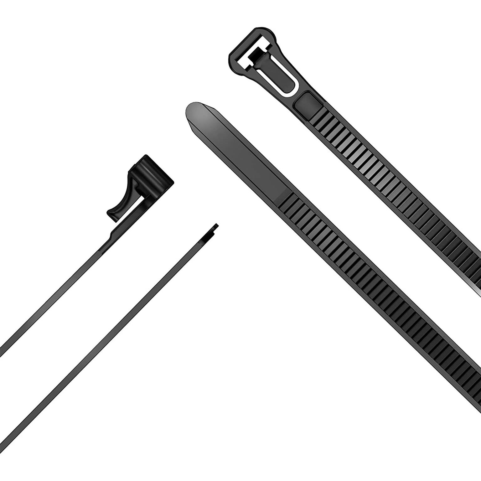 KabelDirekt Kabelbinder wiederverschließbar – Kabelbinder mit Schließmechanismus, 100 Stück, 7,4mm x 250mm – Weiteres Produktbild 1