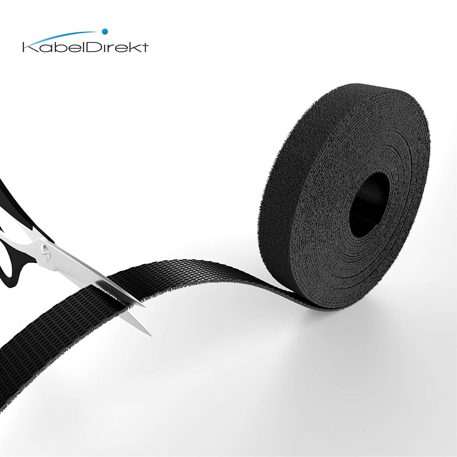KabelDirekt Klett-Kabelbinder – wiederverwendbares Klettband zur Kabelorganisation, Klettband zum Bündeln, 5m – Weiteres Produktbild 1