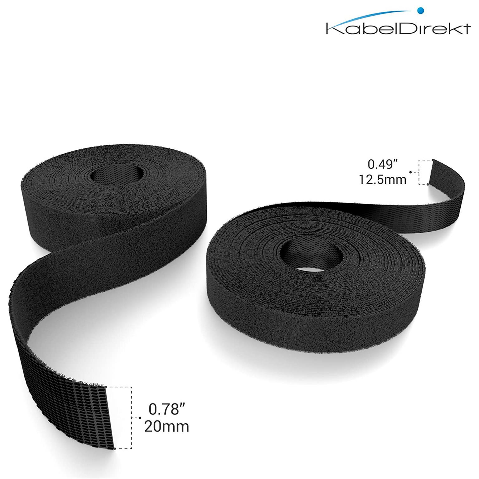 KabelDirekt Klett-Kabelbinder – wiederverwendbares Klettband zur Kabelorganisation, Klettband zum Bündeln, 5m – Weiteres Produktbild 2