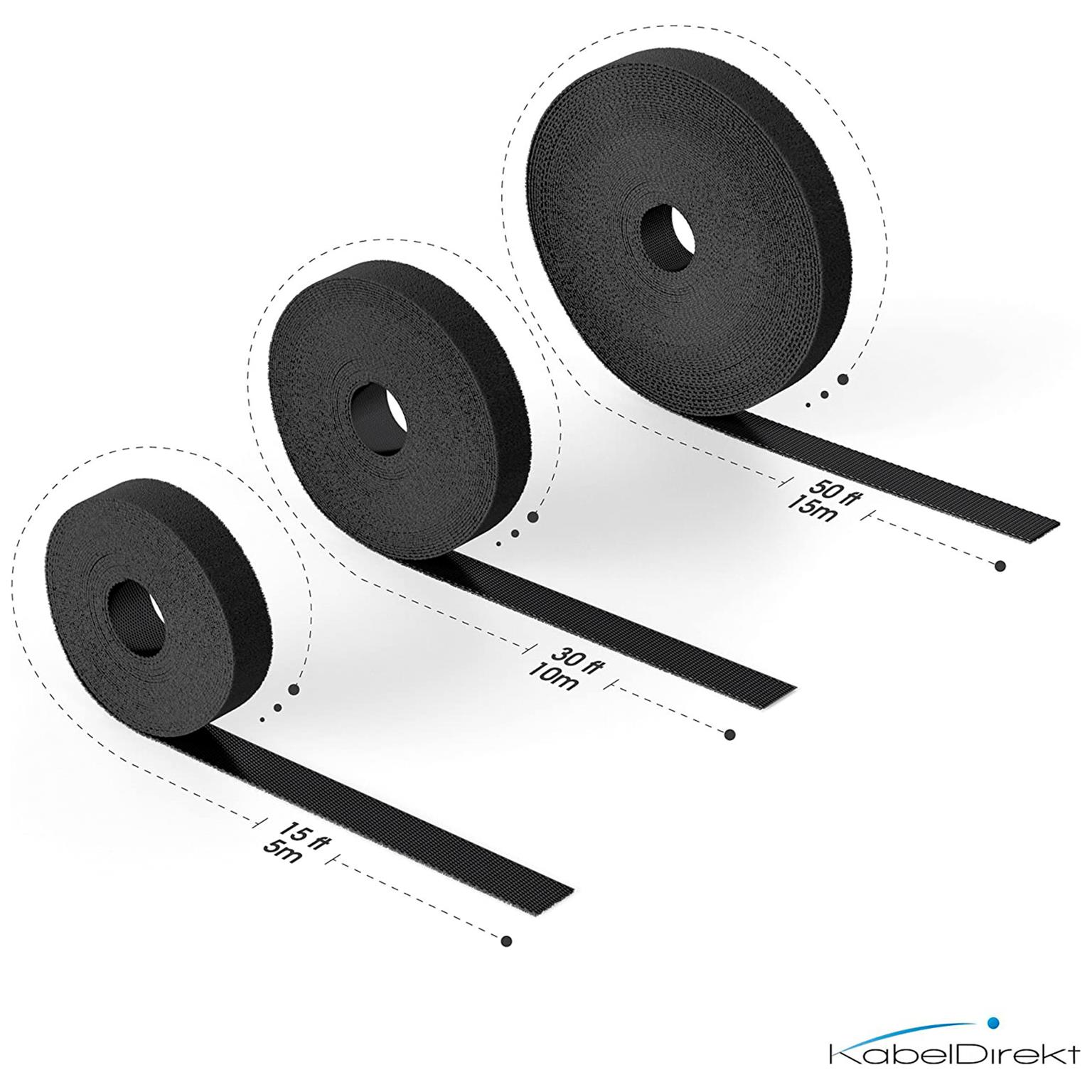 KabelDirekt Klett-Kabelbinder – wiederverwendbares Klettband zur Kabelorganisation, Klettband zum Bündeln, 5m – Weiteres Produktbild 3