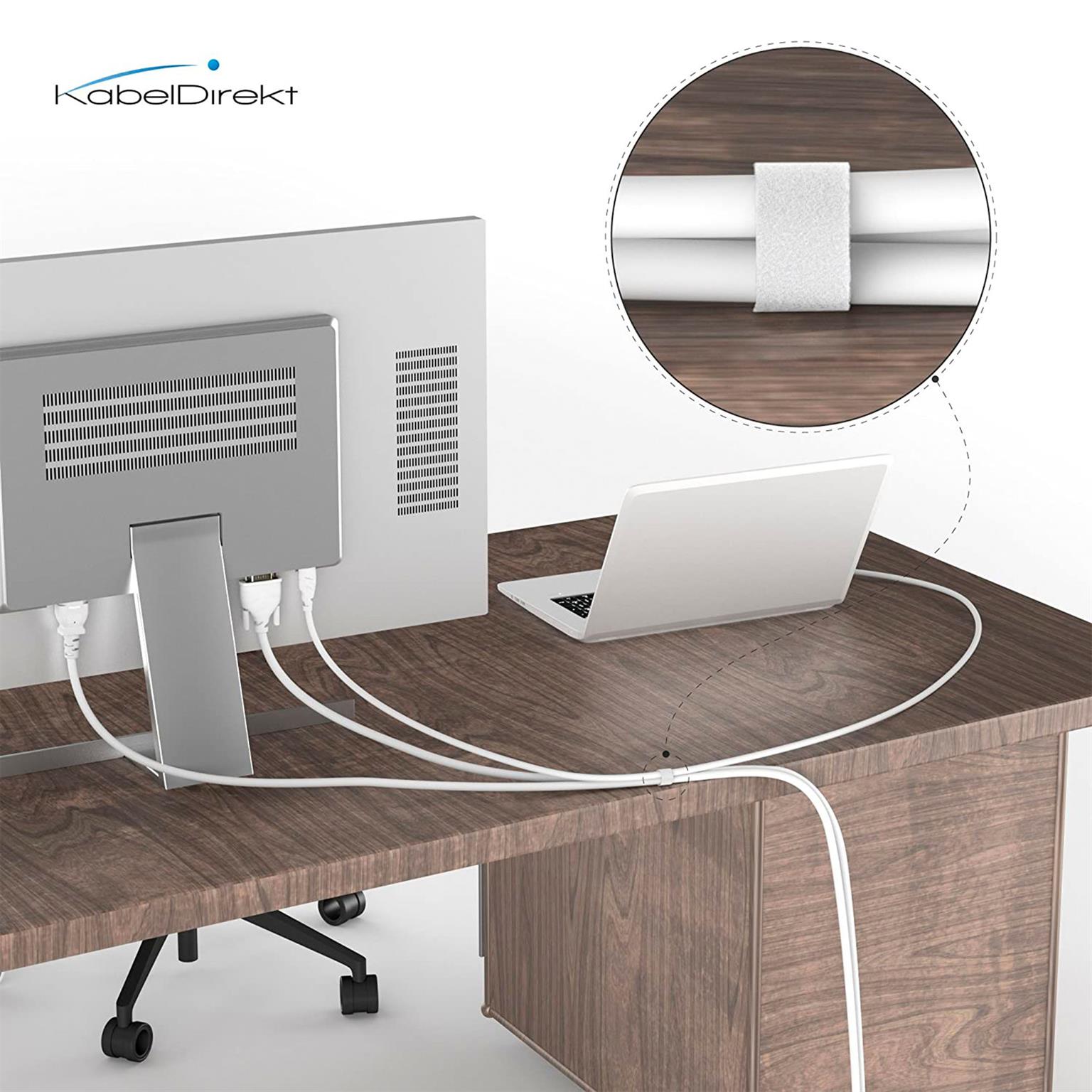 KabelDirekt Klett-Kabelbinder – wiederverwendbares Klettband zur Kabelorganisation, Klettband zum Bündeln, 5m – Weiteres Produktbild 5