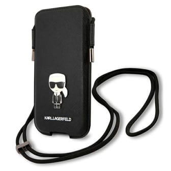 Karl Lagerfeld Saffiano Hardcase Handytasche – Karl Lagerfeld Handyhülle, Smartphone Umhängetasche mit Emblem – Schwarz Karl Lagerfeld Saffiano Hardcase Handytasche – Karl Lagerfeld Handyhülle, Smartphone Umhängetasche mit Emblem – Schwarz