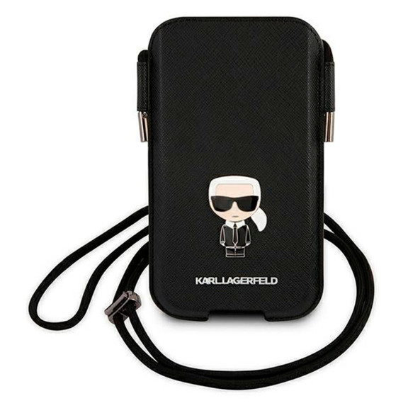 Karl Lagerfeld Saffiano Hardcase Handytasche – Karl Lagerfeld Handyhülle, Smartphone Umhängetasche mit Emblem – Weiteres Produktbild 2