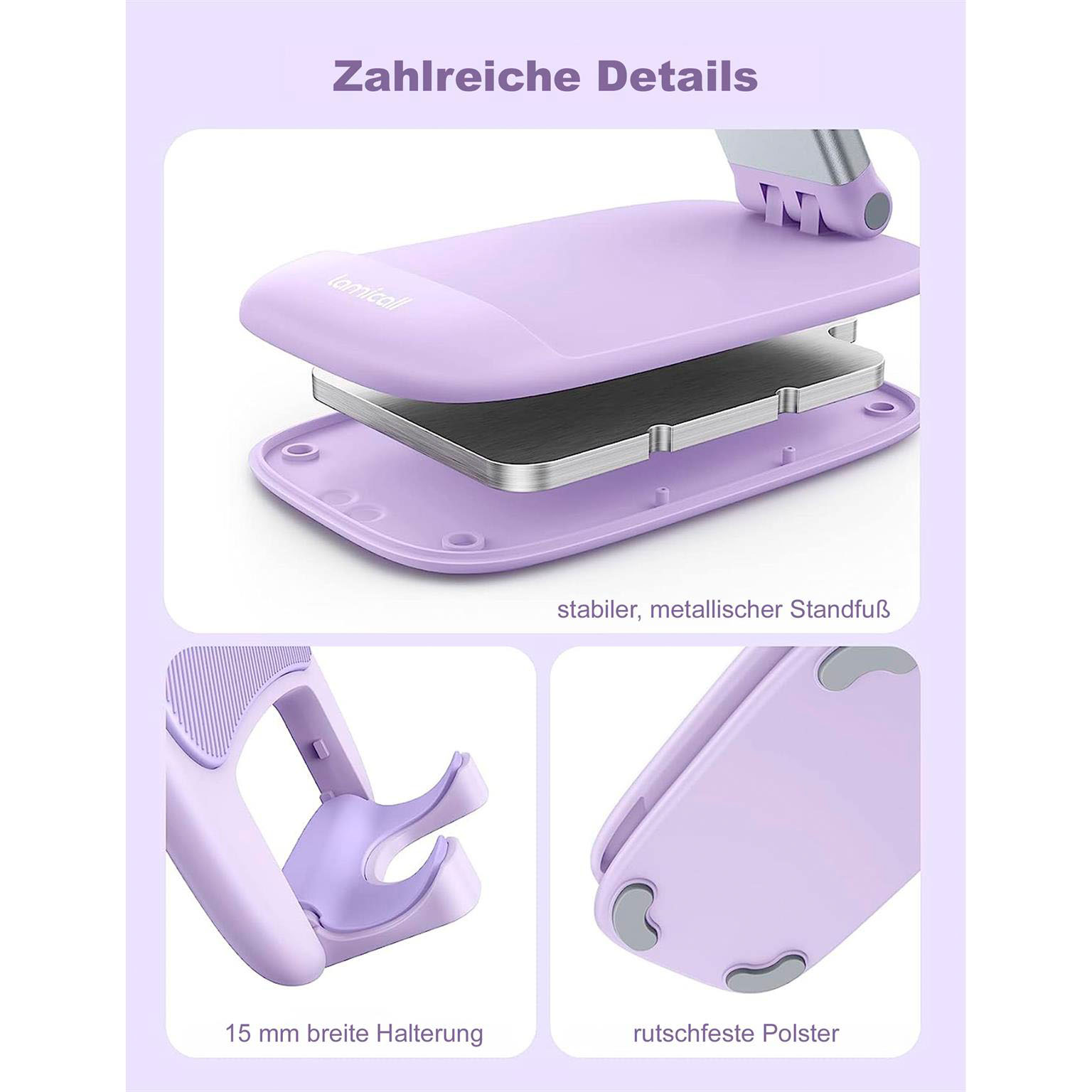 Lamicall Faltbarer Handy- und Tablet-Ständer – Faltbarer Handy Ständer für unterwegs, Handy Halterung – Weiteres Produktbild 2