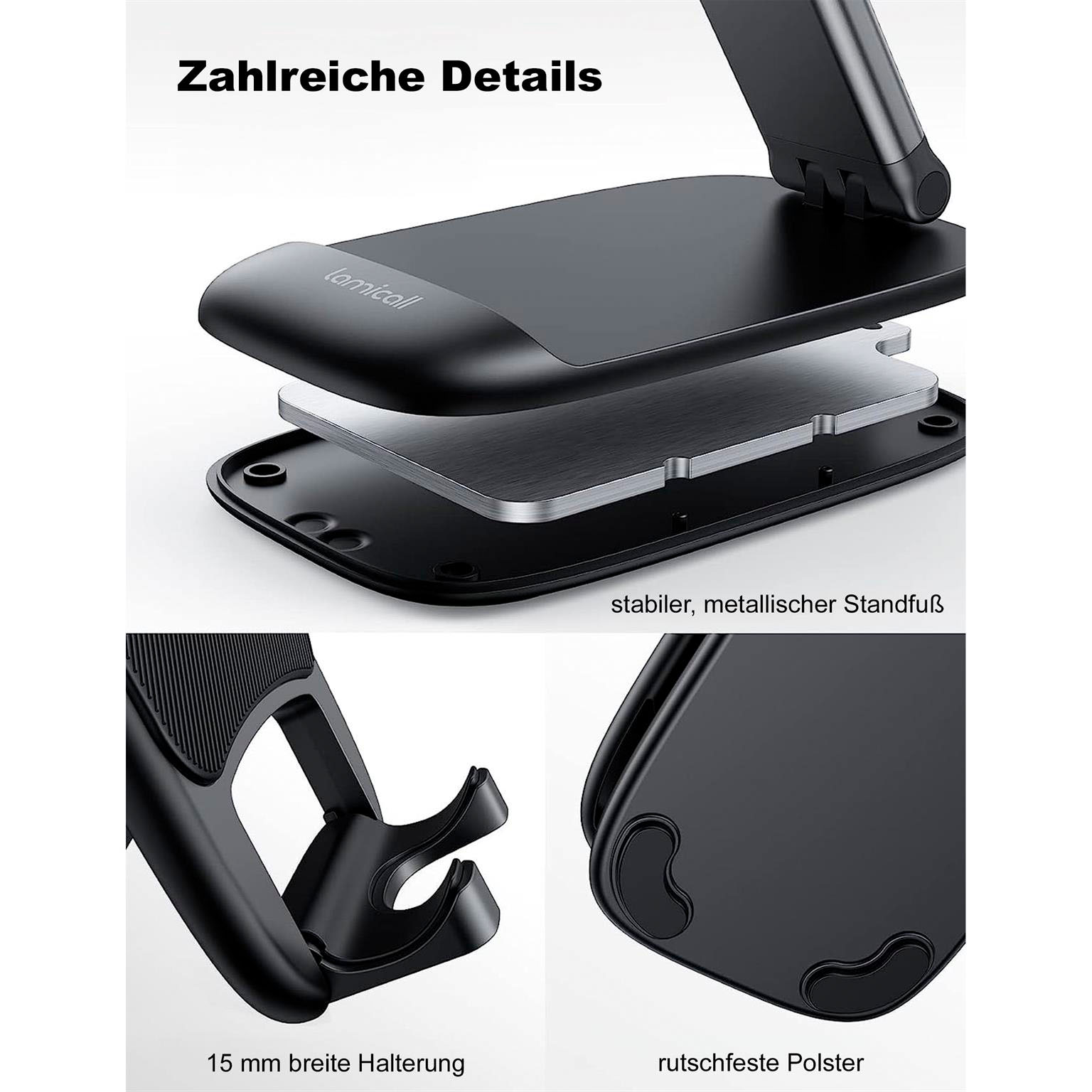 Lamicall Faltbarer Handy- und Tablet-Ständer – Faltbarer Handy Ständer für unterwegs, Handy Halterung – Weiteres Produktbild 2