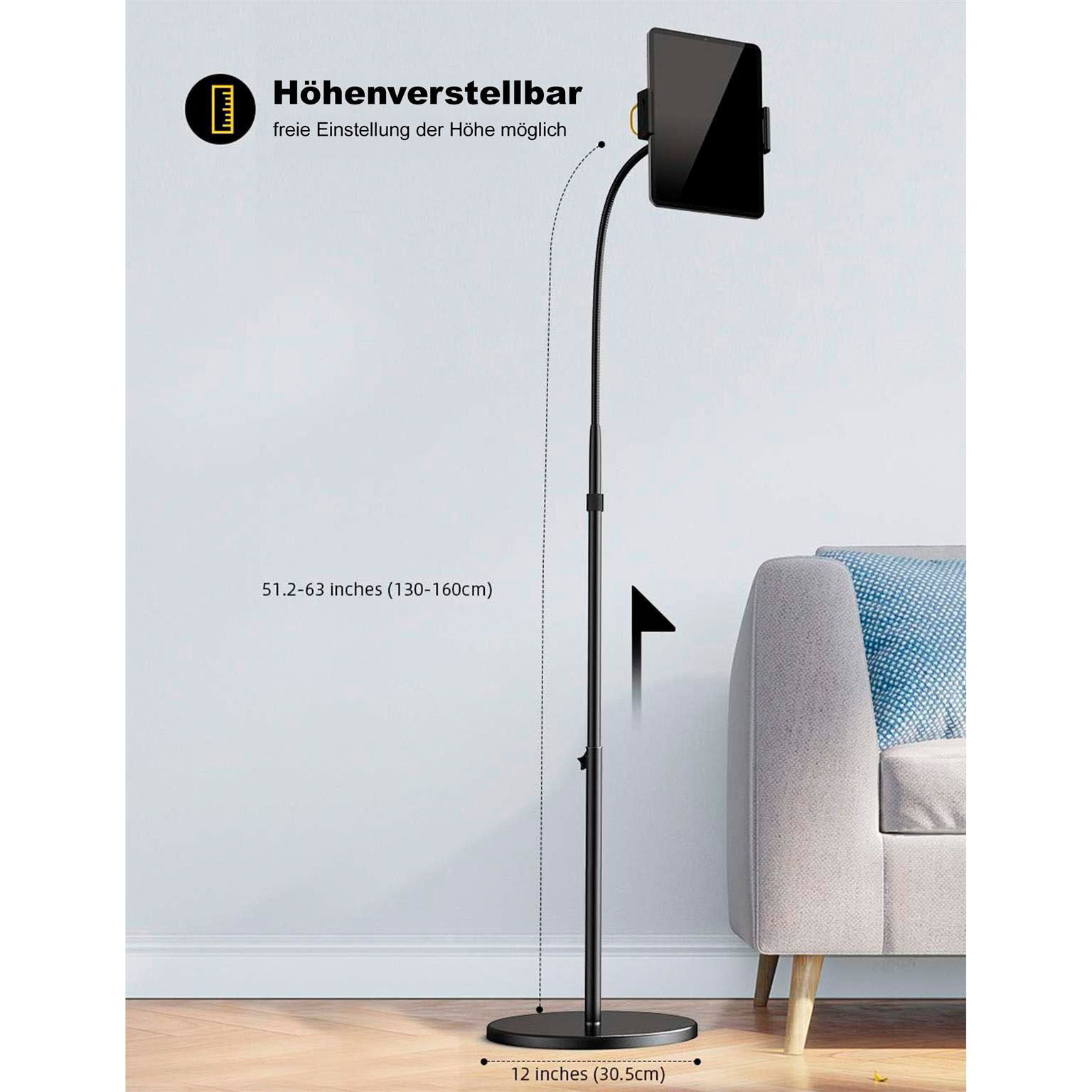 Lamicall Tablet Bodenständer – Universale Gerätehalterung, Flexibler Halter mit Verstellbarem Ständer – Weiteres Produktbild 1