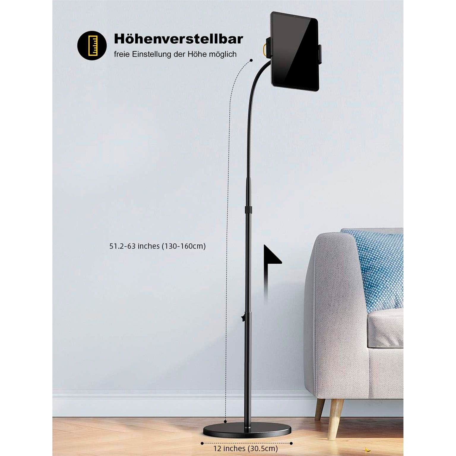 Lamicall Tablet Bodenständer – Universale Gerätehalterung, Flexibler Halter mit Verstellbarem Ständer – Weiteres Produktbild 2 Lamicall Tablet Bodenständer – Universale Gerätehalterung, Flexibler Halter mit Verstellbarem Ständer – Weiteres Produktbild 2