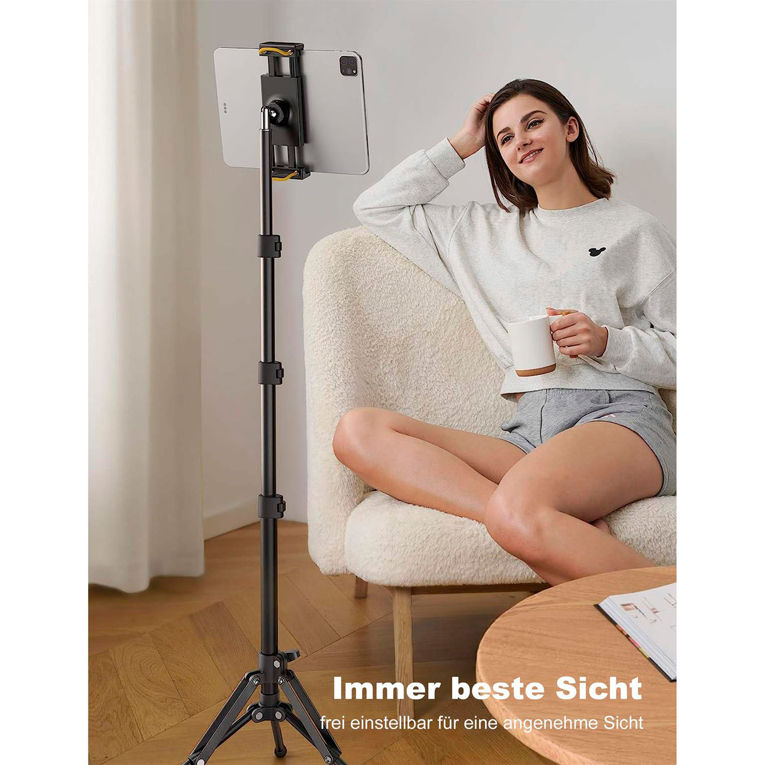Lamicall Tablet Stativ Halterung – Tablet Ständer höhenverstellbar Aluminium Halterung für Videotelefonie und Streaming – Weiteres Produktbild 3