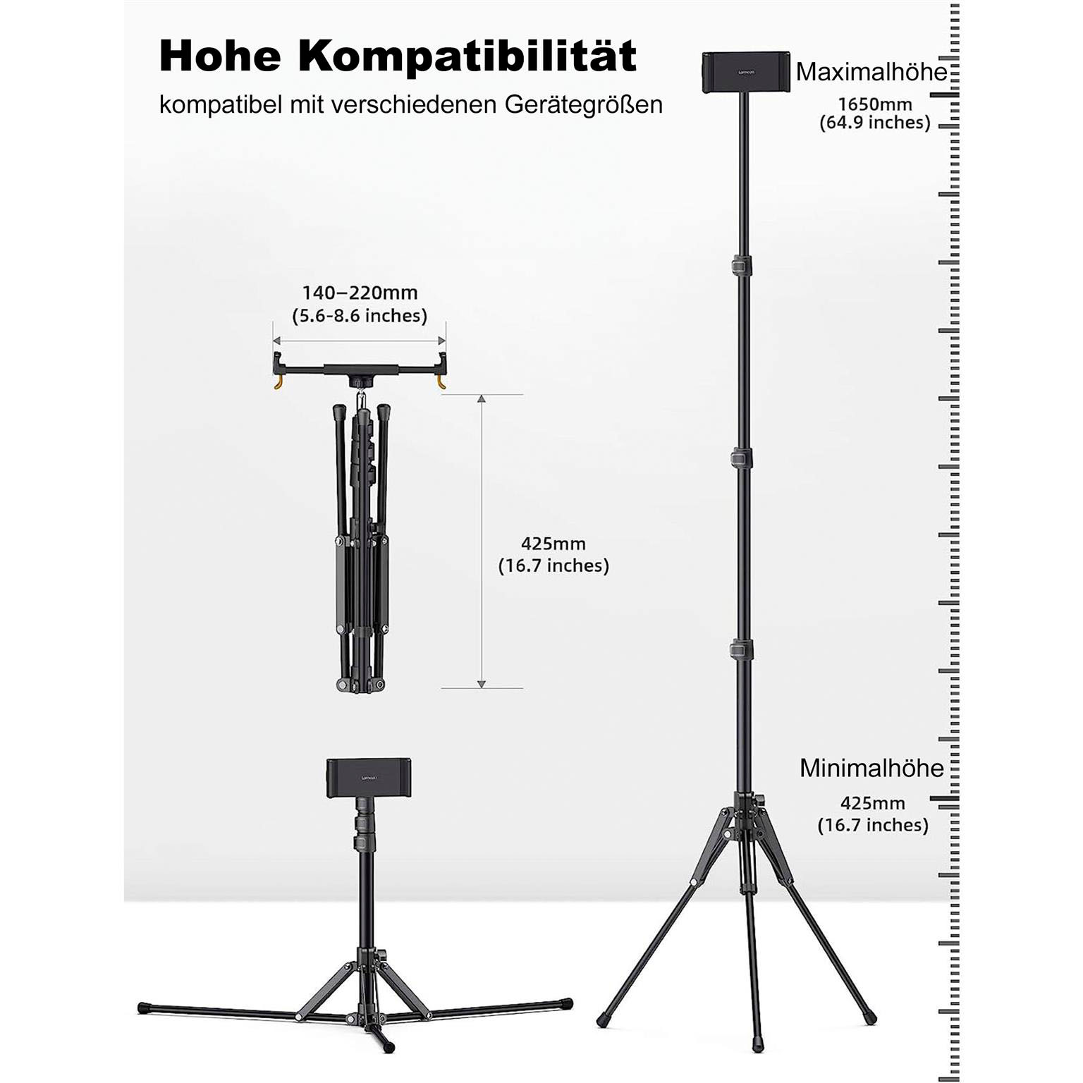 Lamicall Tablet Stativ Halterung – Tablet Ständer höhenverstellbar Aluminium Halterung für Videotelefonie und Streaming – Weiteres Produktbild 4