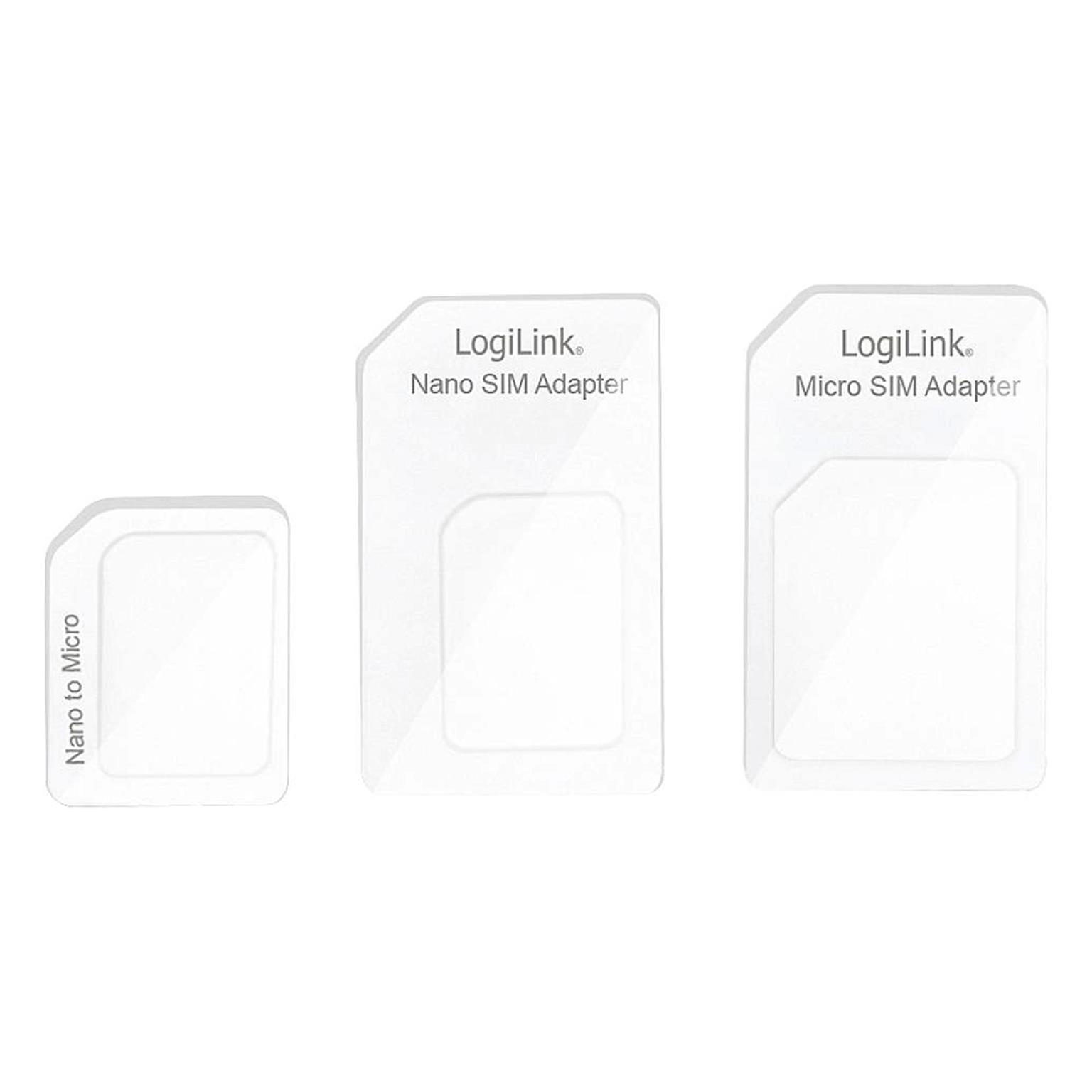 LogiLink Dual SIM Card Adapter Set – SIM-Karten-Adapter für verschiedene Größen Nano zu Standard SIM – undefined