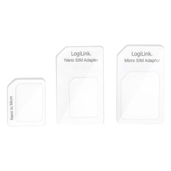 LogiLink Dual SIM Card Adapter Set – SIM-Karten-Adapter für verschiedene Größen Nano zu Standard SIM – Weiß