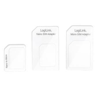 LogiLink Dual SIM Card Adapter Set – SIM-Karten-Adapter für verschiedene Größen Nano zu Standard SIM – Weiß LogiLink Dual SIM Card Adapter Set – SIM-Karten-Adapter für verschiedene Größen Nano zu Standard SIM – Weiß
