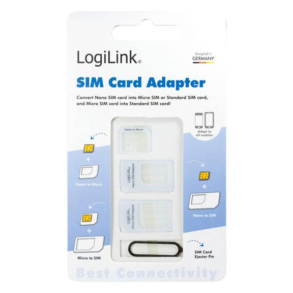 LogiLink Dual SIM Card Adapter Set – SIM-Karten-Adapter für verschiedene Größen Nano zu Standard SIM – Weiteres Produktbild 2