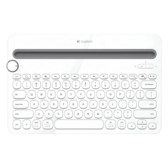 Logitech K480 Deutsch Bluetooth-Tastatur – Kabellos, Multi-Device, für Smartphone und Tablet geeignet – Weiß, Grau