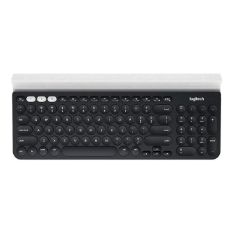 Logitech K780 Multi-Device Tastatur – Kabellos, USB, Bluetooth, Deutsch, schwarz/weiß Design – Schwarz, Weiß