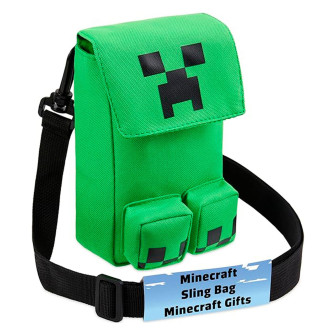 Minecraft Creeper Umhängetasche – Minecraft Schultertasche, Minecraft Merch Tasche mit Creeper Motiv – Grün/Schwarz