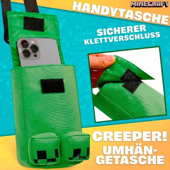 Minecraft Creeper Umhängetasche – Minecraft Schultertasche, Minecraft Merch Tasche mit Creeper Motiv – Weiteres Produktbild 2 Minecraft Creeper Umhängetasche – Minecraft Schultertasche, Minecraft Merch Tasche mit Creeper Motiv – Weiteres Produktbild 2
