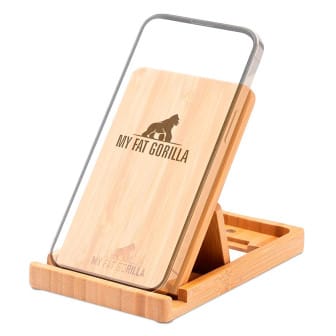 My Fat Gorilla Handyständer aus Bambus – Tischständer für Handys und Tablets, Verstellbarer Handyhalter – Hellbraun My Fat Gorilla Handyständer aus Bambus – Tischständer für Handys und Tablets, Verstellbarer Handyhalter – Hellbraun