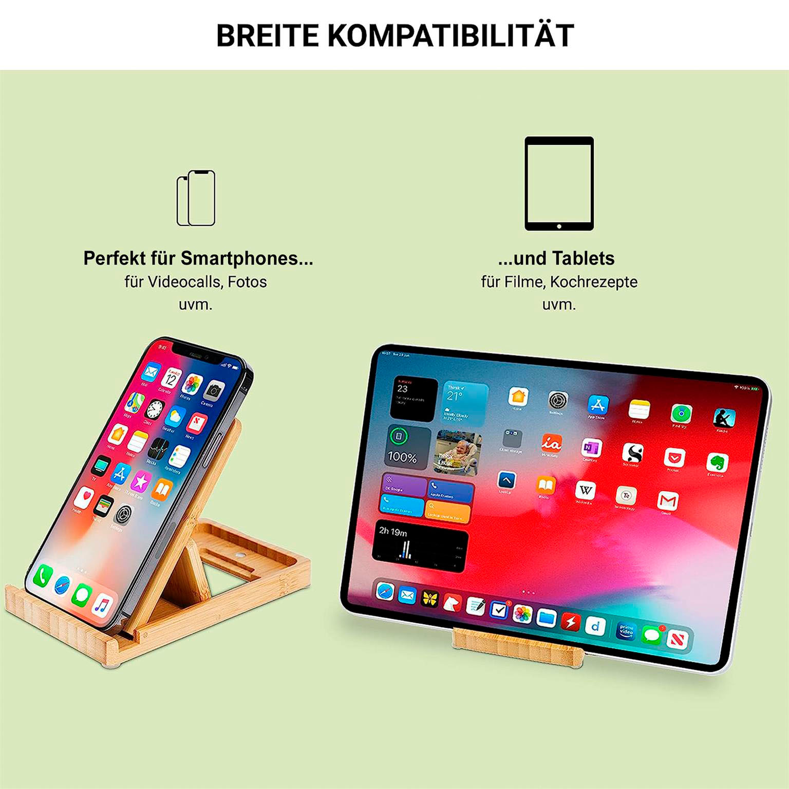 My Fat Gorilla Handyständer aus Bambus – Tischständer für Handys und Tablets, Verstellbarer Handyhalter – Weiteres Produktbild 4