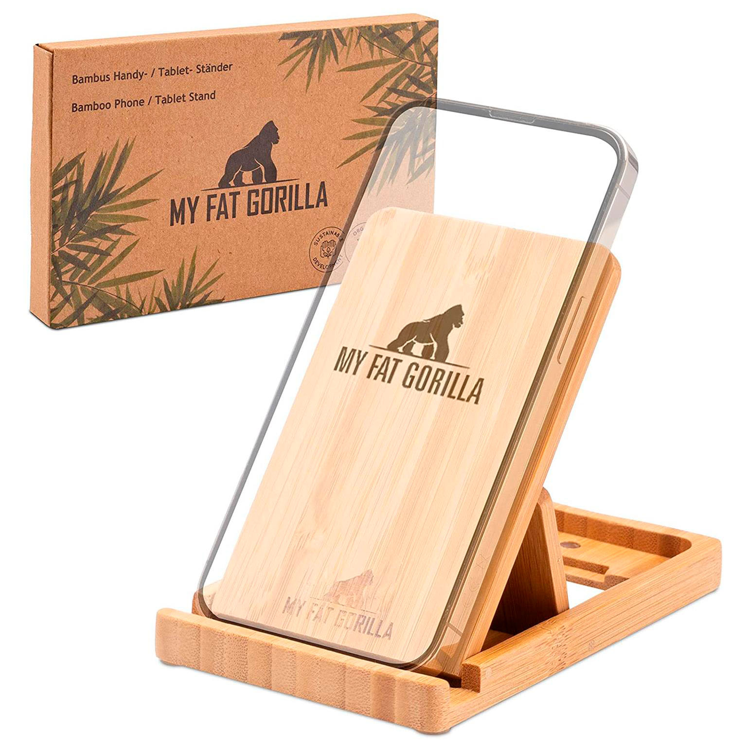 My Fat Gorilla Handyständer aus Bambus – Tischständer für Handys und Tablets, Verstellbarer Handyhalter – Weiteres Produktbild 8 My Fat Gorilla Handyständer aus Bambus – Tischständer für Handys und Tablets, Verstellbarer Handyhalter – Weiteres Produktbild 8