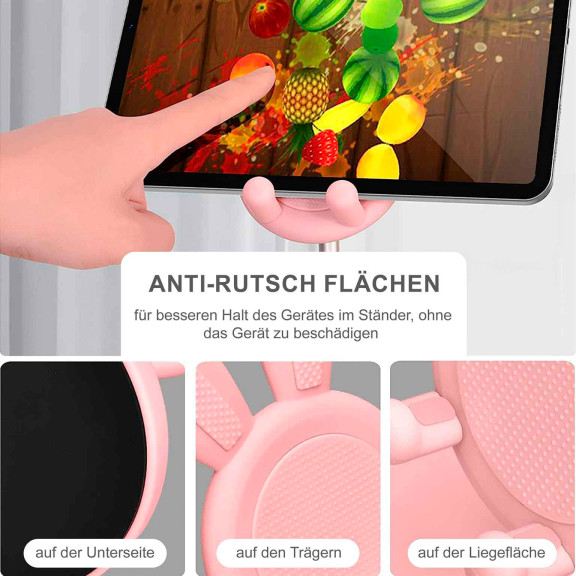 OATSBASF Höhenverstellbarer Handy- und Tabletständer – Kompakte Halterung im Hasen Design – Weiteres Produktbild 3