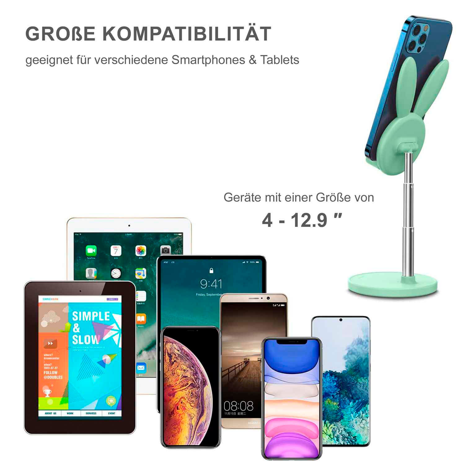 OATSBASF Höhenverstellbarer Handy- und Tabletständer – Kompakte Halterung im Hasen Design – Weiteres Produktbild 4 OATSBASF Höhenverstellbarer Handy- und Tabletständer – Kompakte Halterung im Hasen Design – Weiteres Produktbild 4