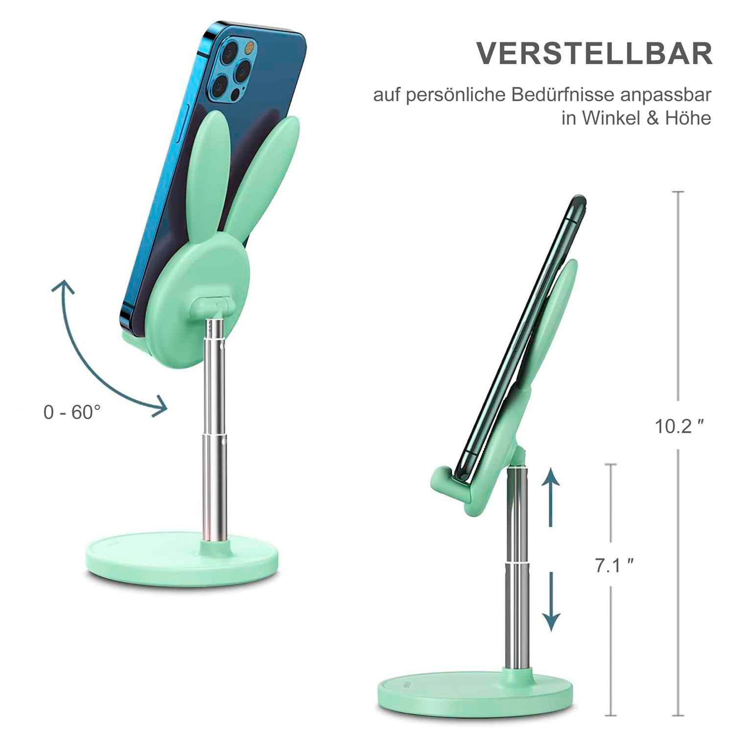 OATSBASF Höhenverstellbarer Handy- und Tabletständer – Kompakte Halterung im Hasen Design – Weiteres Produktbild 5 OATSBASF Höhenverstellbarer Handy- und Tabletständer – Kompakte Halterung im Hasen Design – Weiteres Produktbild 5