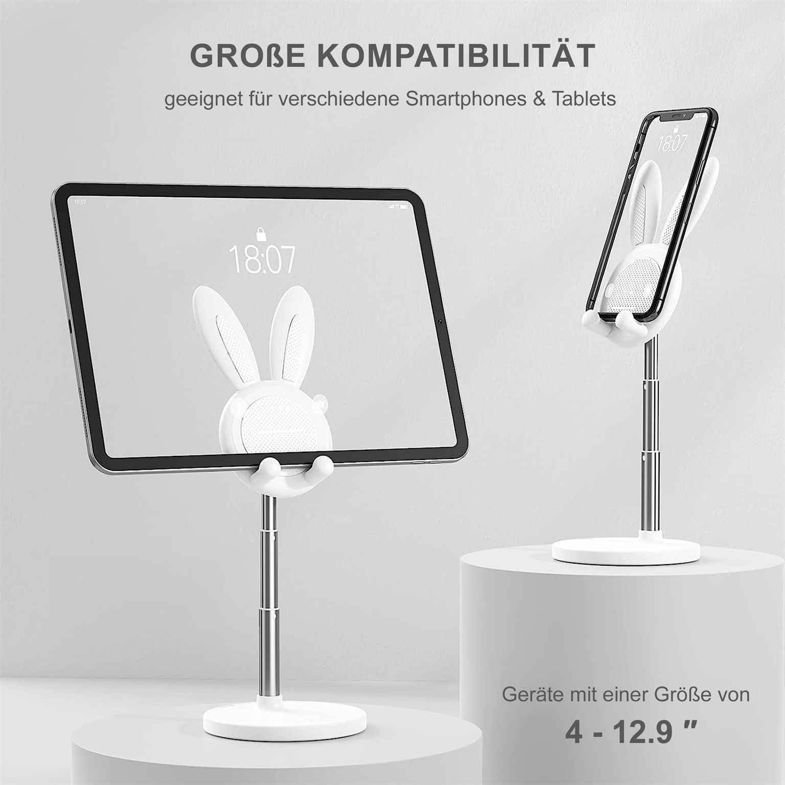 OATSBASF Höhenverstellbarer Handy- und Tabletständer – Kompakte Halterung im Hasen Design – Weiteres Produktbild 4 OATSBASF Höhenverstellbarer Handy- und Tabletständer – Kompakte Halterung im Hasen Design – Weiteres Produktbild 4