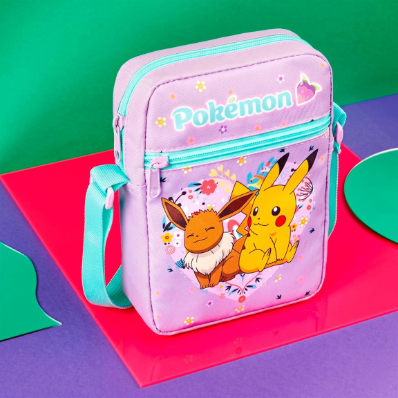Pokémon Umhängetasche – Pokémon Schultertasche mit Reißverschlussfächern für unterwegs – Weiteres Produktbild 6