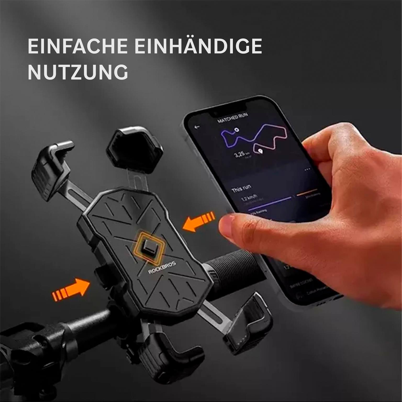 Rockbros Handy Halterung – Universell Passend für Smartphones von 4,5 bis 7,2 Zoll, Lenkerhalter Motorrad – Weiteres Produktbild 1