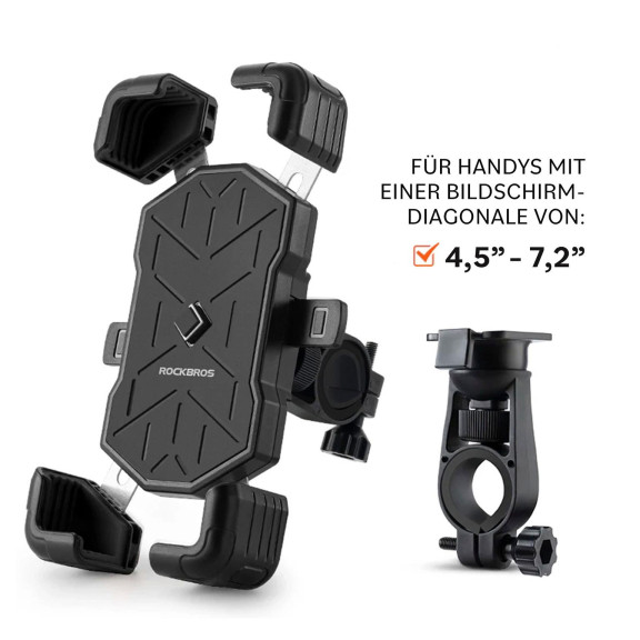 Rockbros Handy Halterung – Universell Passend für Smartphones von 4,5 bis 7,2 Zoll, Lenkerhalter Fahrrad – Weiteres Produktbild 4