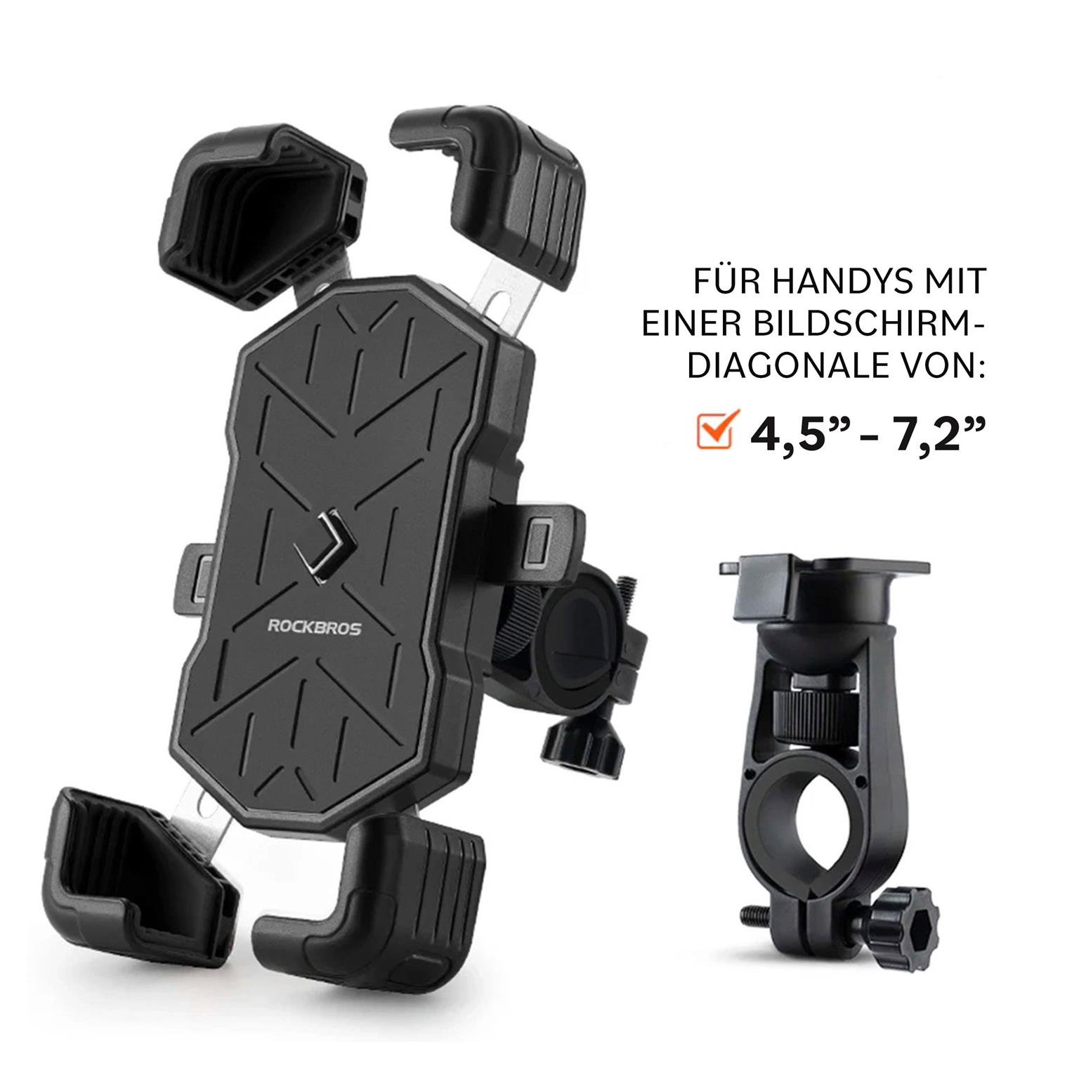 Rockbros Handy Halterung – Universell Passend für Smartphones von 4,5 bis 7,2 Zoll, Lenkerhalter Fahrrad – Weiteres Produktbild 3