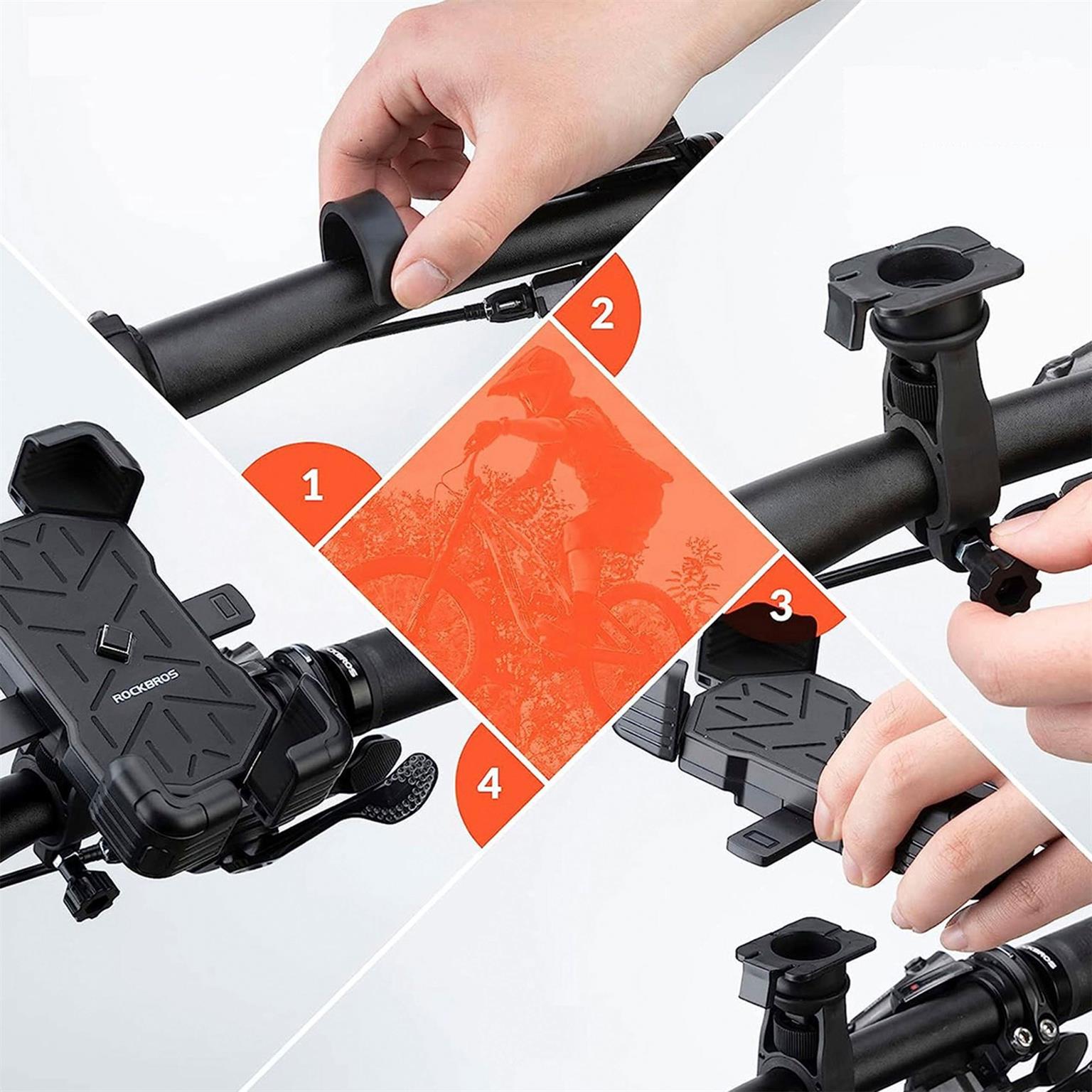 Rockbros Handy Halterung – Universell Passend für Smartphones von 4,5 bis 7,2 Zoll, Lenkerhalter Fahrrad – Weiteres Produktbild 4