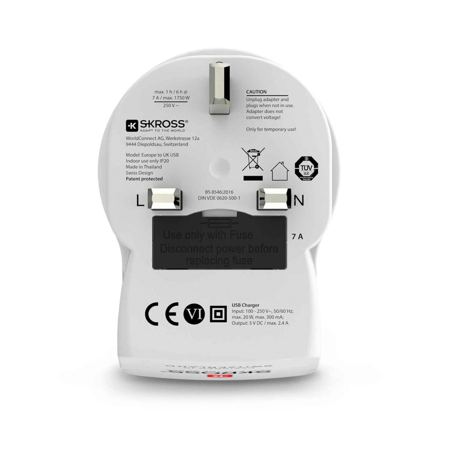 SKROSS Reiseadapter – Europa auf UK (Typ G) für Smartphones und andere Geräte, Länderreise-Serie, mit 2x USB – Weiteres Produktbild 3 SKROSS Reiseadapter – Europa auf UK (Typ G) für Smartphones und andere Geräte, Länderreise-Serie, mit 2x USB – Weiteres Produktbild 3