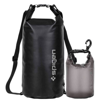 Spigen A630 Mehrzwecktaschen Set – Wasserdichte 20L und 2L Taschen, ideal für Outdoor und Reise – Schwarz, Rauchfarben