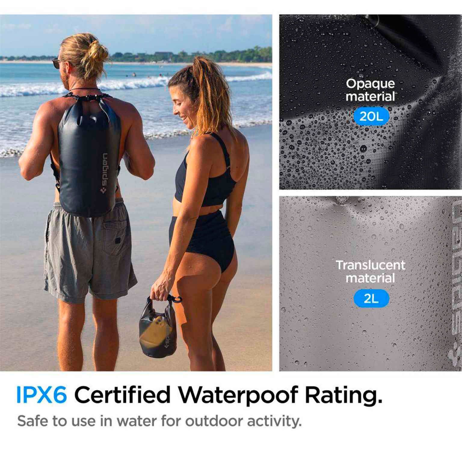 Spigen A630 Mehrzwecktaschen Set – Wasserdichte 20L und 2L Taschen, ideal für Outdoor und Reise – Weiteres Produktbild 5 Spigen A630 Mehrzwecktaschen Set – Wasserdichte 20L und 2L Taschen, ideal für Outdoor und Reise – Weiteres Produktbild 5