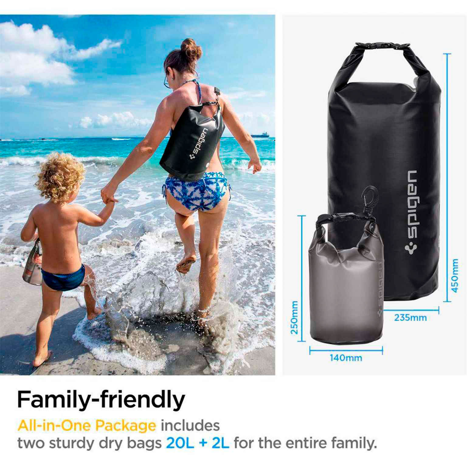 Spigen A630 Mehrzwecktaschen Set – Wasserdichte 20L und 2L Taschen, ideal für Outdoor und Reise – Weiteres Produktbild 5