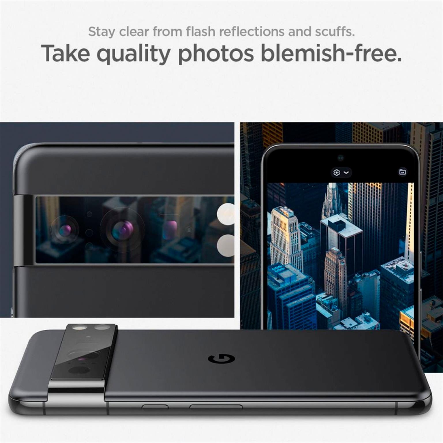 Spigen Glas.tR Optik für Google Pixel 8 – 2x gehärtete Glas Folien für die Kamera – Weiteres Produktbild 7